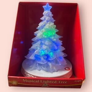 LED Lighted Tree Color Changing Table Centerpiece Christmas Village Musical 10”
